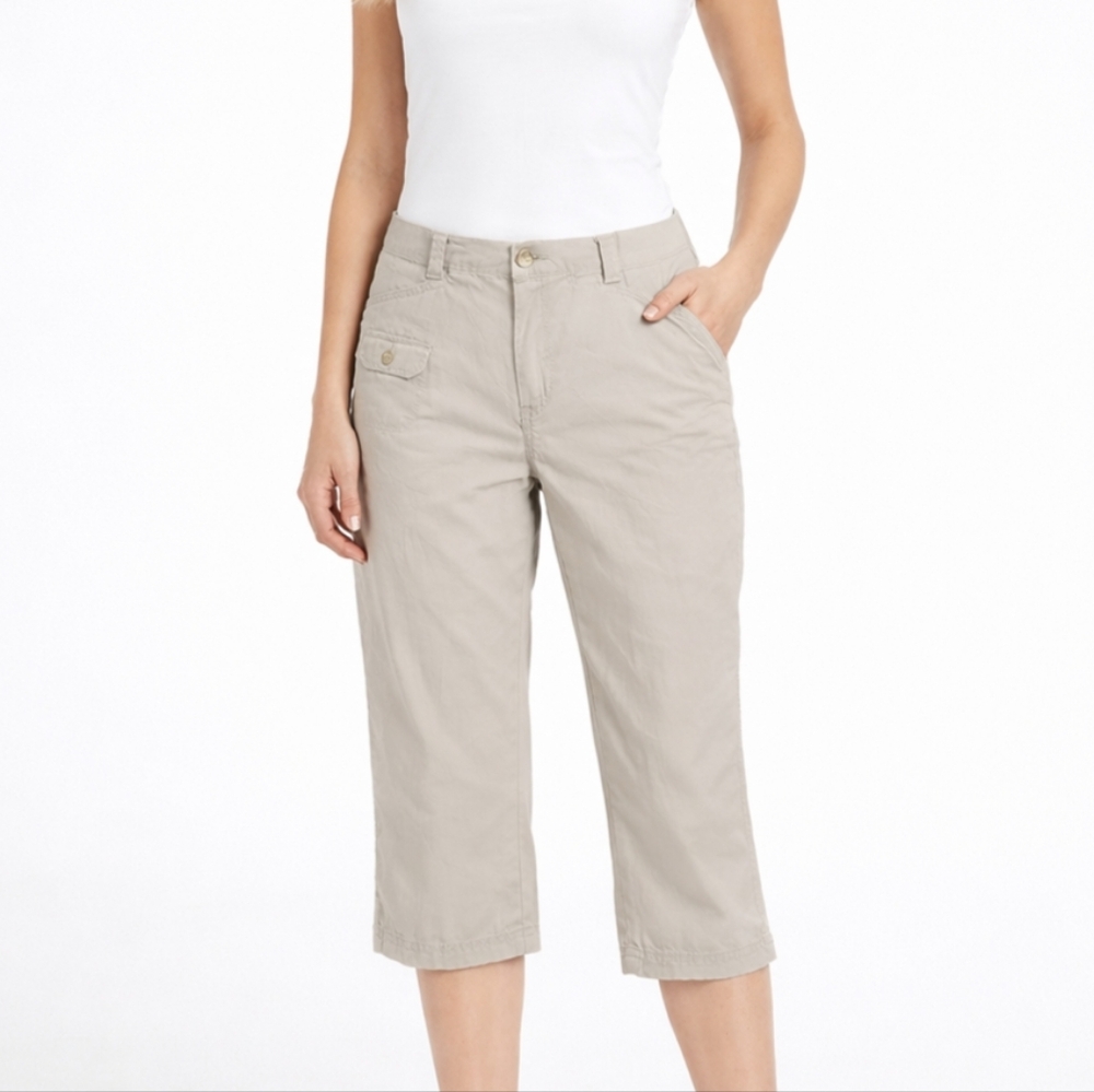 Women's 12- Columbia Capri Pants Khaki Beige Hiking Outdoor Cargo Crop